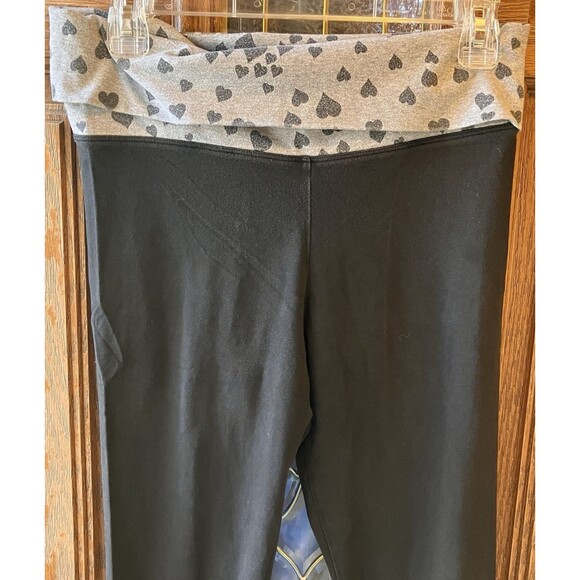 Y2K PINK Victoria’s Secret Bling Gray Heart Print Fold Over Leggings Size M Y2K - Picture 4 of 6